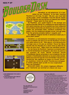 Boulder Dash (Europe) box cover back